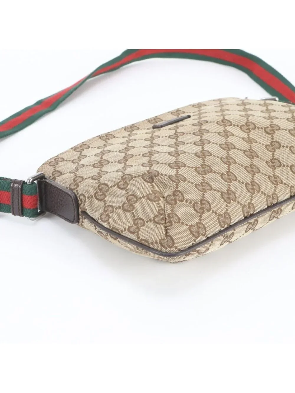 Gucci GG Canvas Sherry Line Leather Shoulder Bag Crossbody Messenger